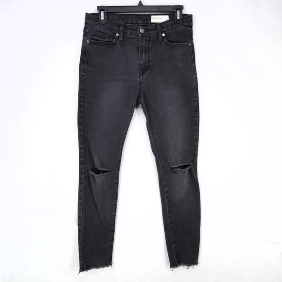 Pistola Skinny Jeans Size 28 Woman's Mid Rise Distress Black Denim Stretch - Picture 1 of 14